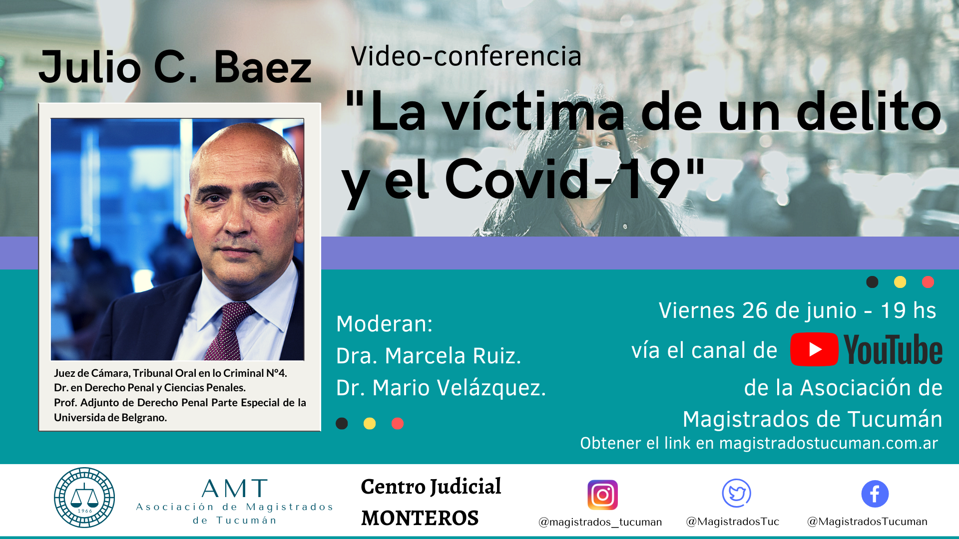 Vuelva a ver la conferencia de Julio Báez: «La víctima de un delito y el Covid-19»