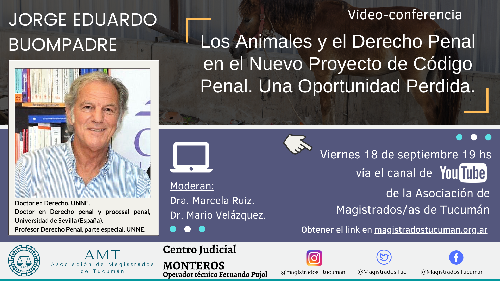 Vuelva a ver la conferencia de Jorge Eduardo Buompadre «Los Animales y el Derecho Penal en el Nuevo Proyecto de Código Penal. Una Oportunidad Perdida»