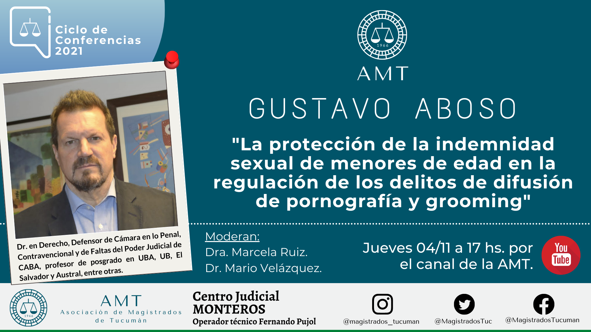 Vuelva a ver la conferencia de Gustavo Aboso «La protección de la indemnidad sexual de menores de edad»