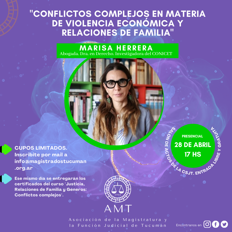 Conferencia de Marisa Herrera «Conflictos complejos en materia de violencia económica y relaciones de familia»