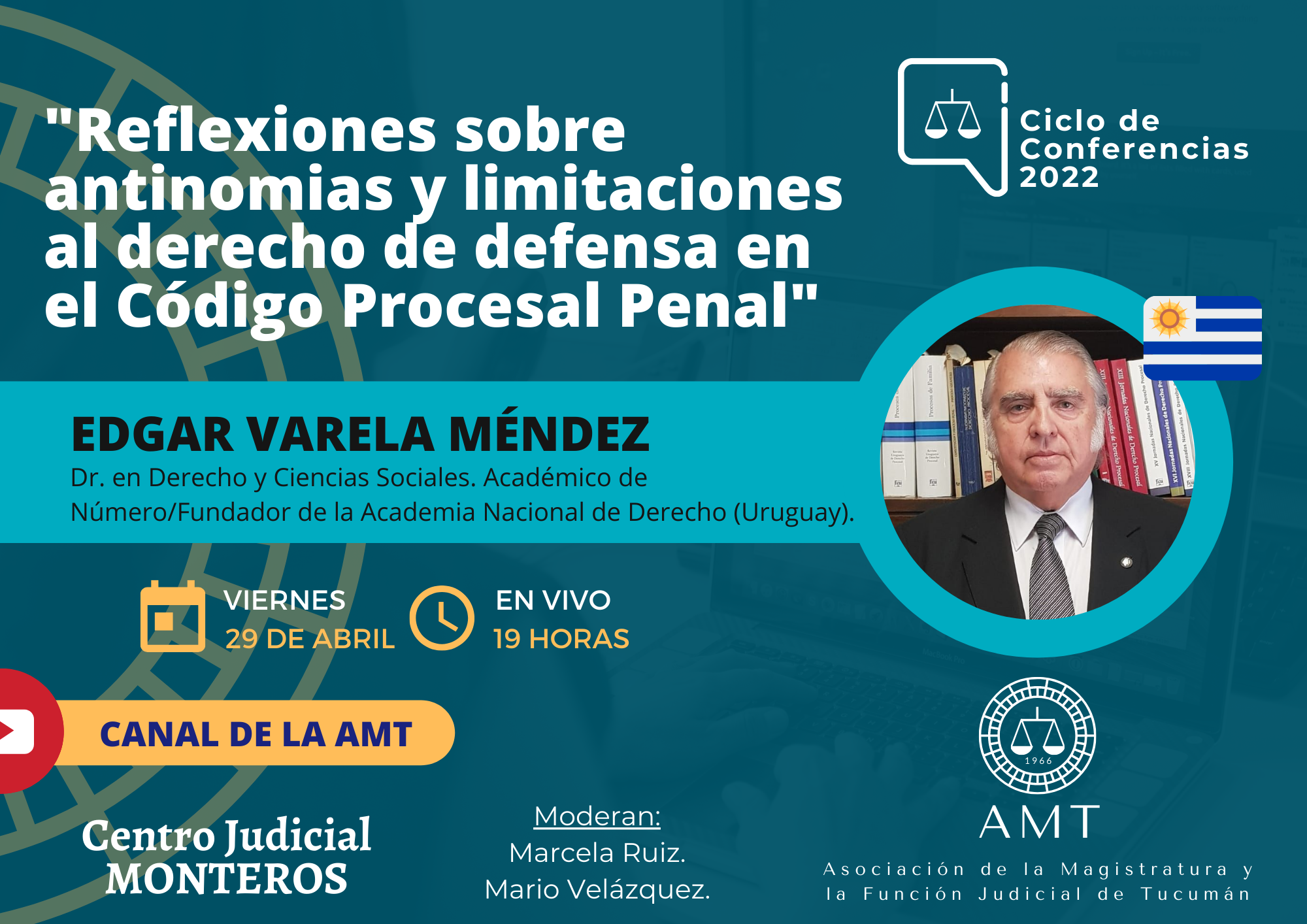 Vuelva a ver la conferencia de Edgar Varela Méndez «Reflexiones sobre antinomias y limitaciones al derecho de defensa en el Código Procesal Penal» 