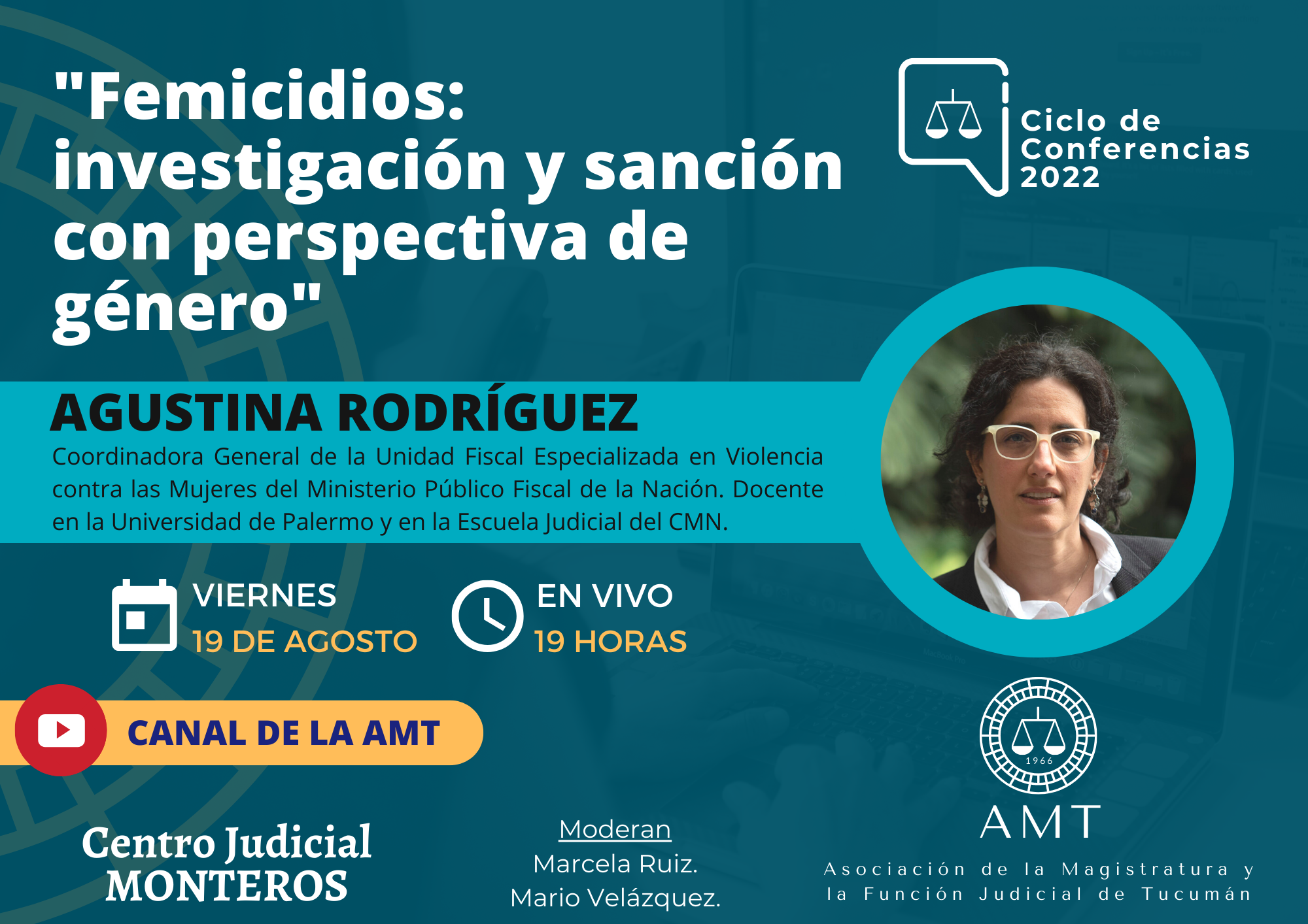 Vuelva a ver la conferencia de Agustina Rodríguez «Femicidios: investigación y sanción con perspectiva de género»