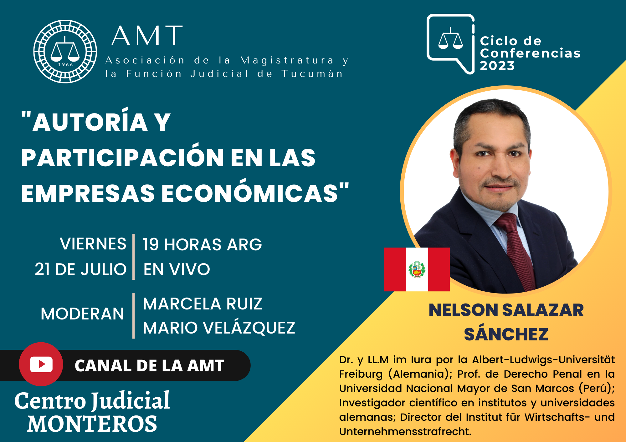 Vuelva a ver la conferencia de Nelson Salazar Sánchez «Autoría y participación en las empresas económicas»