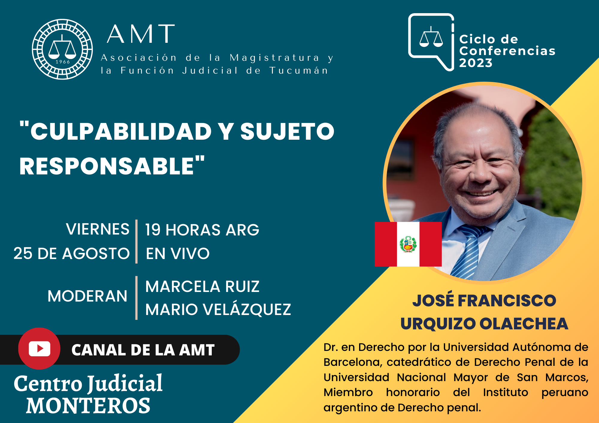 Vuelva a ver la conferencia de José Urquizo: «Culpabilidad y sujeto responsable»